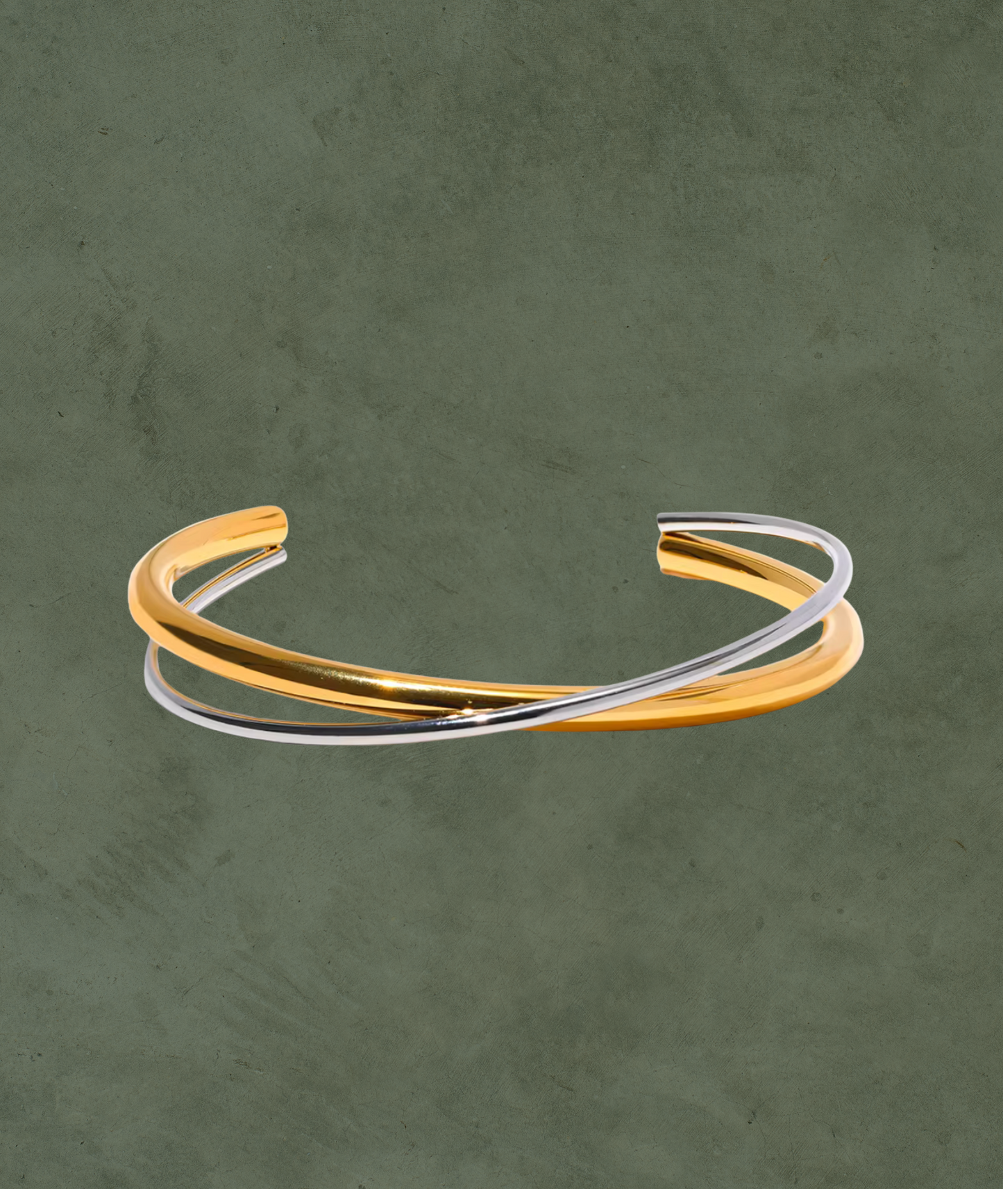 Brazalete Geométrico Bicolor en Acero Inoxidable 18K