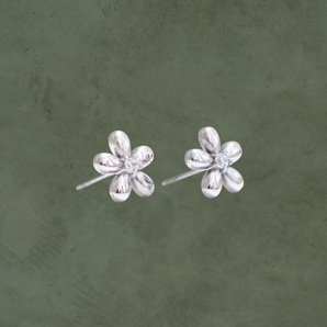 Aretes Flor Daisy con Zirconia en Plata
