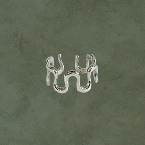 Anillo Abierto Irregular Plateado