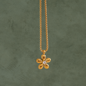 Collar Flor Daisy con Zirconia Dorado