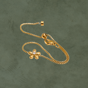 Pulsera Flor Daisy con Zirconia Dorado