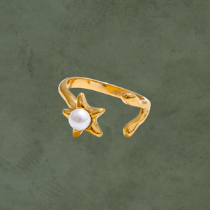 Anillo de Estrella de Mar con Perla Ajustable