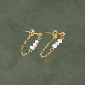 Aretes Colgantes de Perlas