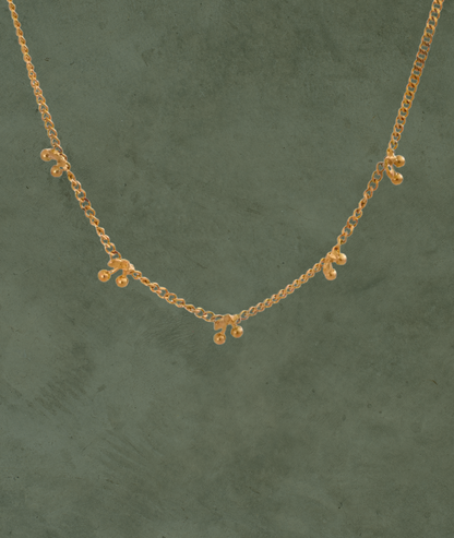 Collar Cereza Chic en Acero Inoxidable con Baño de Oro 18K
