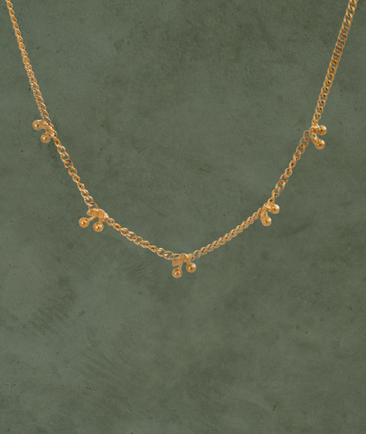 Collar Cereza Chic en Acero Inoxidable con Baño de Oro 18K