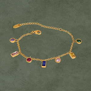 Pulsera con Dijes de Zirconias Multicolor
