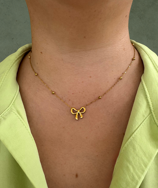 Collar Lazo en Acero Inoxidable con Baño de Oro 18K