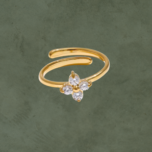 Anillo Floral con Zirconia