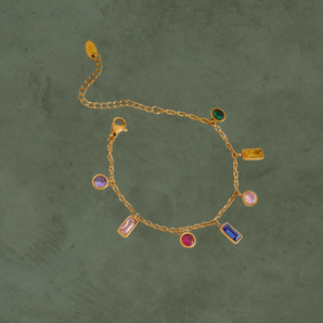 Pulsera con Dijes de Zirconias Multicolor