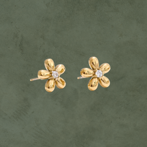 Aretes Flor con Zirconia