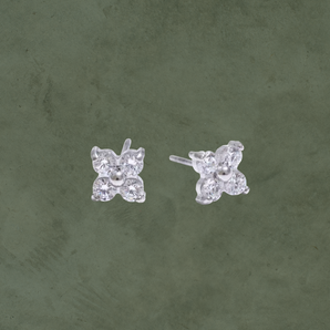 Aretes Flor con Zirconia en Plata