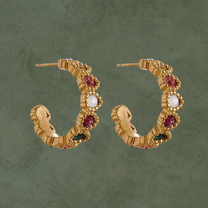 Aretes de Aro con Zirconias Multicolor