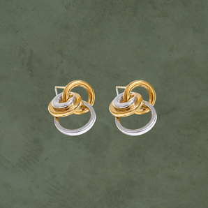 Aretes Aros Entrelazados Bicolor