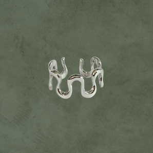 Anillo Abierto Irregular Plateado