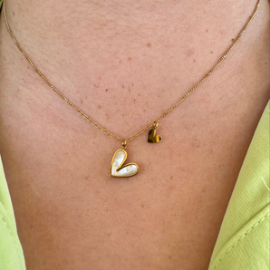 Collar Corazón Esmaltado Blanco