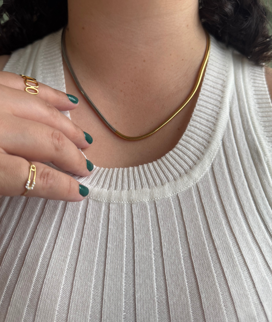 Collar de Cadena Mixta en Acero Inoxidable 316L con Baño de Oro 18K – Minimalismo y Elegancia