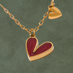 Collar Corazón Esmaltado Rojo