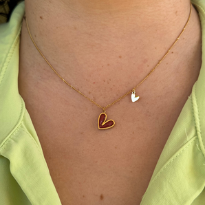 Collar Corazón Esmaltado Rojo