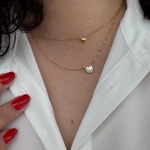 Collar Doble Capa con Colgante de Corazón