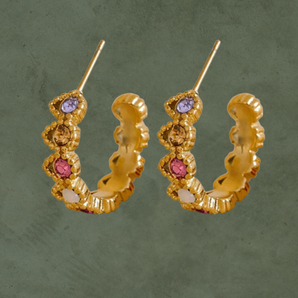 Aretes de Aro con Zirconias Multicolor