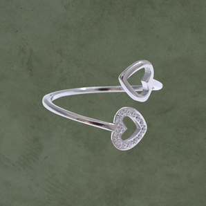 Anillo Abierto de Corazones con Zirconias Plateado