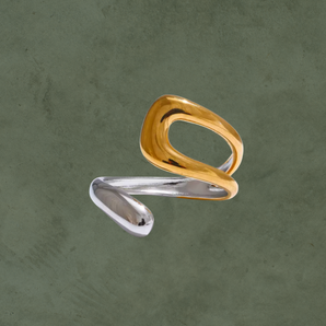 Anillo Geométrico Bicolor Ajustable