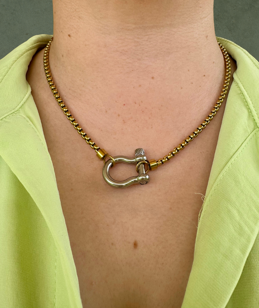 Collar Carabiner en Acero Inoxidable – Dúo Metálico que Enamora