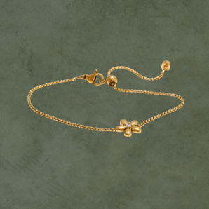 Pulsera Flor Daisy con Zirconia Dorado