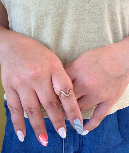 Anillo Abierto Irregular en Acero Inoxidable – Acabado en Oro 18k
