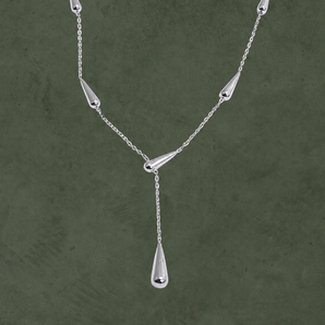 Collar Lariat de Gotas Plateado