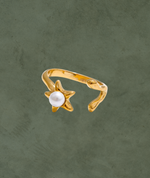 Anillo de Estrella de Mar con Perla Ajustable