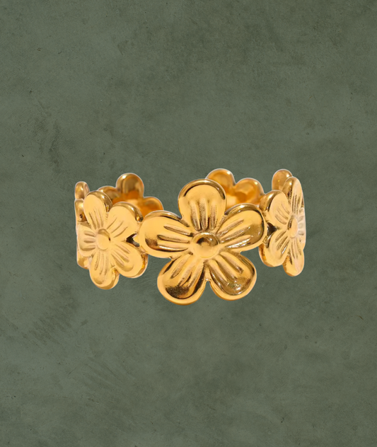 Anillo Floral Ajustable en Acero Inoxidable – Delicadeza que Perdura