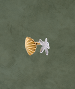 Anillo de Concha y Estrella de Mar Ajustable Bicolor