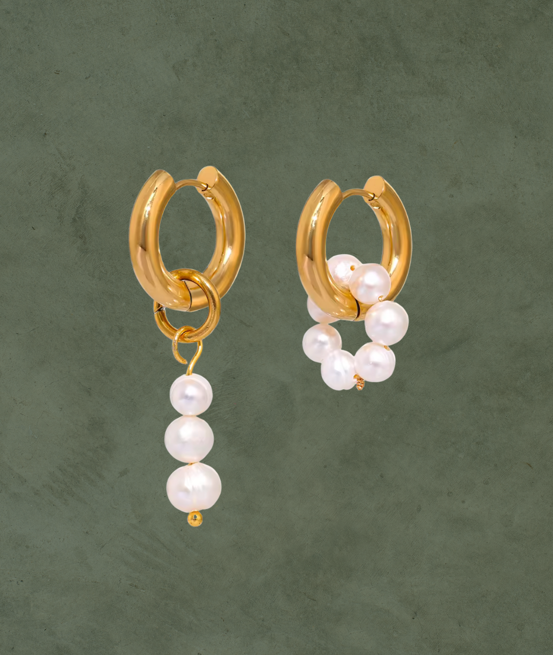Aretes Asimétricos con Perlas Naturales
