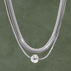 Collar Doble Capa Plateado