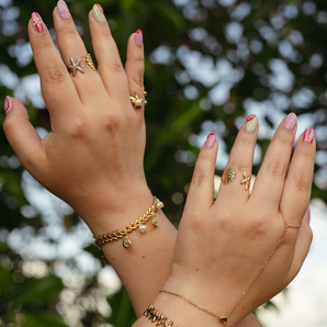 Anillo de Concha y Estrella de Mar Ajustable Dorado
