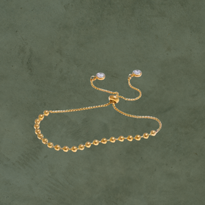 Pulsera Ajustable de Esferas con Zirconia Dorada