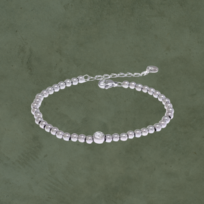 Pulsera de Esferas con Zirconia y Cierre Ajustable Plateada